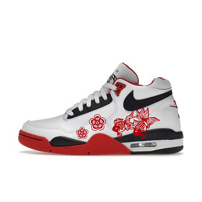 Nike Flight Legacy Cushioning Mid-Top Vintage Basketball Shoes Unisex Red White