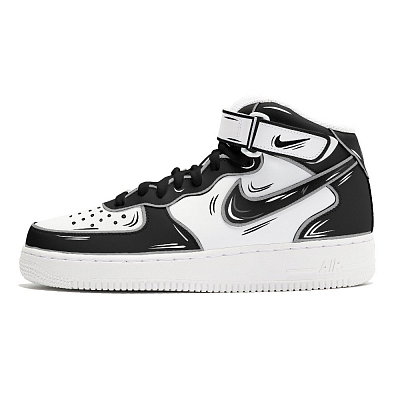 Nike Air Force 1 Coverage Anti-Slip And Wear-Resistant Mid-Top Skateboard Shoes Men's White Black