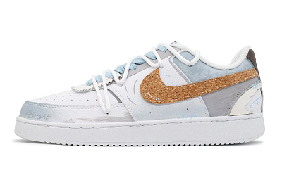 Nike Court Vision Slip-Resistant Cushioning Low-Top Skateboard Shoes Men's Gray Blue