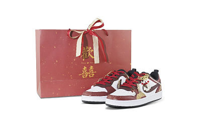 Nike Court Borough Wear-Resistant Low-Top Skateboard Shoes Women's Gold Red