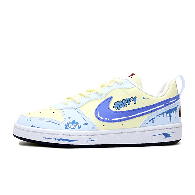 Nike Court Borough Lightweight And Breathable Low-Top Skateboard Shoes Unisex Blue Yellow White