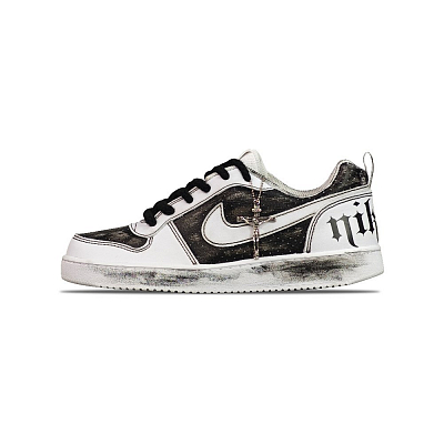 Nike Court Borough Anti-Slip Wear-Resistant Low-Top Skateboard Shoes Unisex Black White