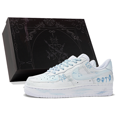Nike Air Force 1 Coverage Warm Low-Top Skateboard Shoes Women's White Blue