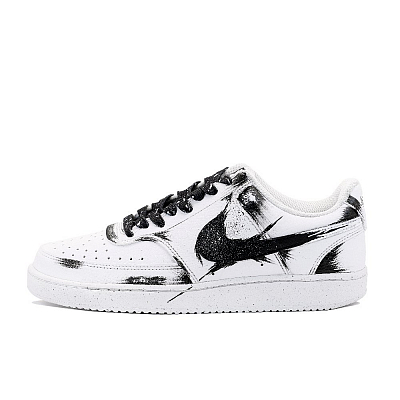 Nike Court Vision 1 Balanced Lightweight Low Top Skateboard Shoes Men's Black White