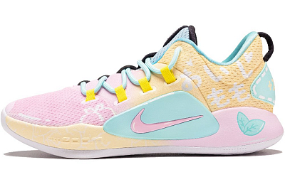 Nike Hyperdunk X Cushioned Slip-Resistant Low-Top Basketball Shoes Men's Pink Yellow Green