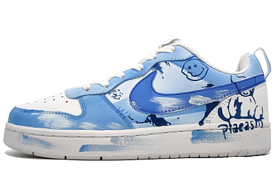 Nike Court Borough 2 Slip-Resistant Cushioning Wear-Resistant Low-Top Skateboard Shoes Women's Denim Blue