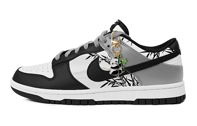 Nike Dunk Panda Bamboo Shadow Anti-Slip Wear-Resistant Low-Top Skateboard Shoes Unisex Black