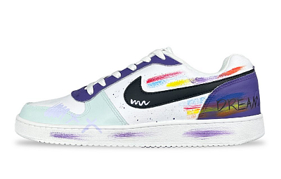 Nike EBERNON Anti-Slip And Wear-Resistant Lightweight Low-Top Skateboard Shoes Men's Purple Blue White