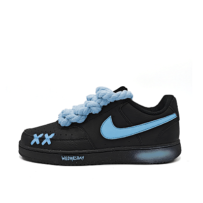 Nike Court Vision Slip-Resistant Lightweight Wear-Resistant Low-Top Skateboard Shoes Unisex Black Blue