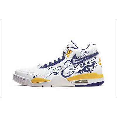 Nike Flight Legacy Anti-Slip Wear-Resistant Mid-Top Vintage Basketball Shoes Men's White Yellow Blue
