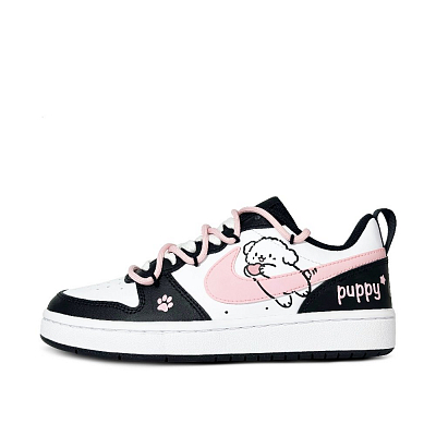 Nike Court Borough Flying Puppy Anti Slip And Wear Resistant Lightweight Low Top Skateboard Shoes Women's Black Pink