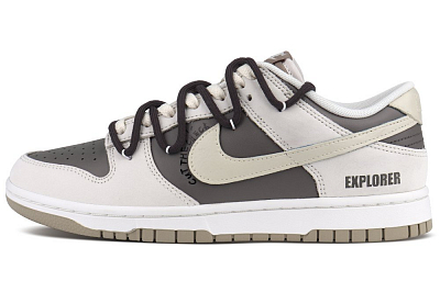 Nike Dunk Anti-Slip Wear-Resistant Low-Top Skateboard Shoes Unisex White Brown