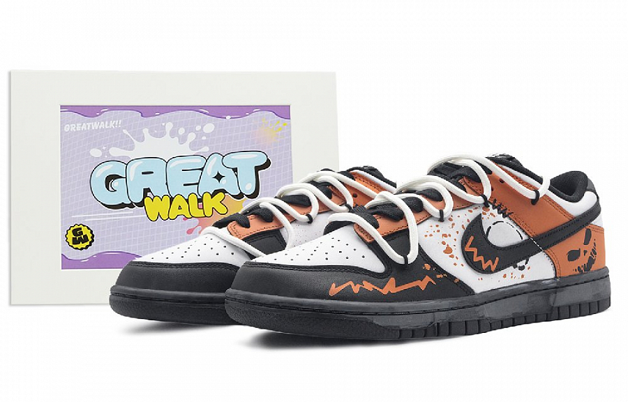 Nike Dunk Anti-Slip Wear-Resistant Low-Top Skateboard Shoes Unisex Black White Orange купить в интернет-магазине Yoocart с быстрой доставкой по России.