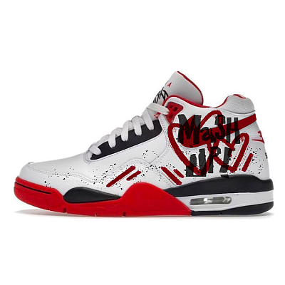 Nike Flight Legacy Slip Resistant Mid top Vintage Basketball Shoes Unisex Red White