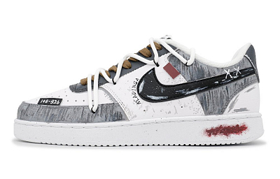 Nike Court Vision 1 Slip-Resistant Cushioning Low-Top Skateboard Shoes Men's Gray White Black