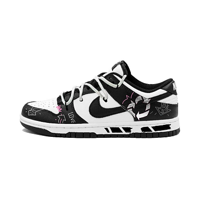 Nike Dunk Sweet Sugar Code Non-slip Lightweight Low-Top Skateboard Shoes Women's Black White
