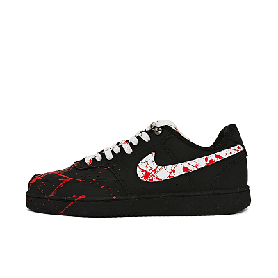 Nike Court Vision Anti-Slip And Wear-Resistant Lightweight Low-Top Skateboard Shoes Unisex Black White Red