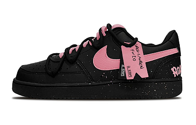 Nike Court Vision Slip Resistant Low Top Skateboard Shoes Unisex Black Pink
