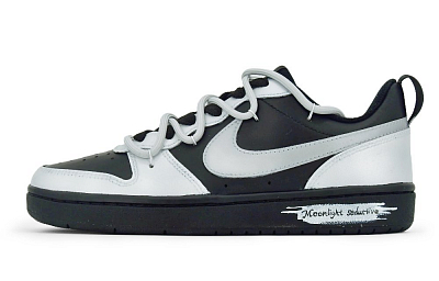 Nike Court Borough Low-Top Skateboard Shoes GS Black Silver