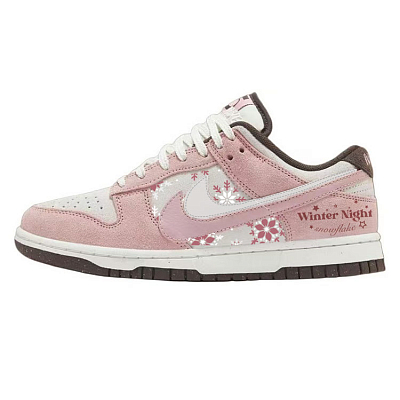 Nike Dunk Anti-Slip Wear-Resistant Low-Top Skateboard Shoes Unisex White Pink