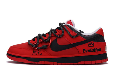 Nike Dunk EVO Red Fury Edition Slip Resistant Abrasion Resistant Low top Skateboard Shoes Men's Red
