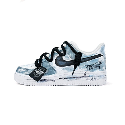 Nike Air Force 1 Coverage Anti-Slip And Wear-Resistant Low-Top Skateboard Shoes Unisex Concrete Gray Blue