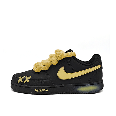 Nike Court Vision Non-slip Lightweight Low-Top Skateboard Shoes Unisex Black Yellow
