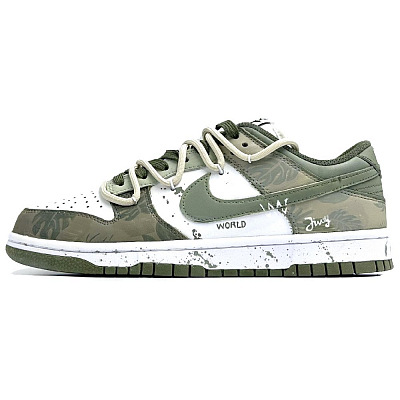 Nike Dunk Mori Journey Anti-Slip Wear-Resistant Low-Top Skateboard Shoes Women's White Green
