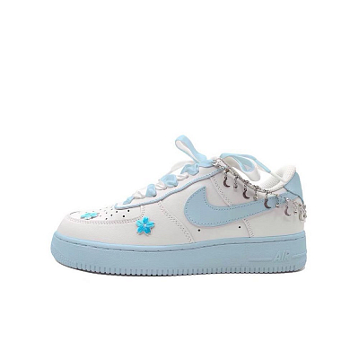 Nike Air Force 1 Anti-Slip Wear-Resistant Low-Top Skateboard Shoes Unisex Sky Blue