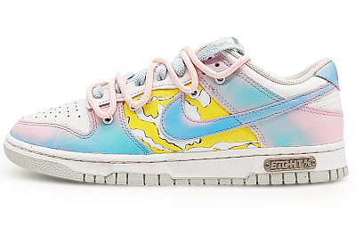 Nike Dunk Anti-Slip Wear-Resistant Low-Top Skateboard Shoes Men's Blue Pink