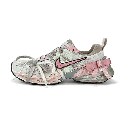 Nike V2K Run Anti Slip Wear Resistant Low Top Running Shoes Women's Milk White Gray Pink