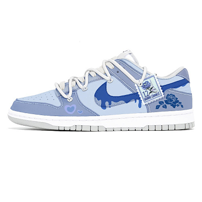 Nike Dunk Slip Resistant, Abrasion Resistant, Lightweight Low Top Skateboard Shoes Unisex White Blue