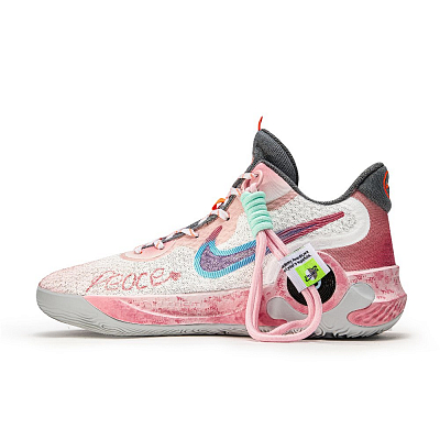 Nike KD Trey 5 IX Abrasion Resistant Shock Absorbers Mid Top Basketball Shoes Unisex Pink White