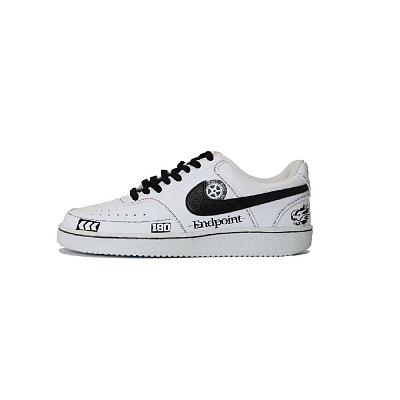 Nike Court Vision 1 Anti Slip Wear Resistant Low Top Skateboard Shoes Men's Black White