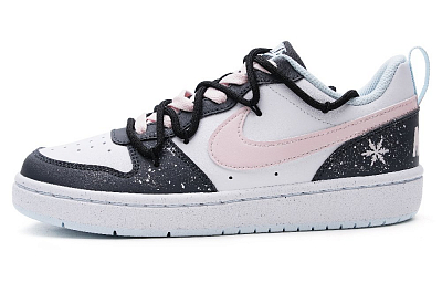 Nike Court Borough Anti-Slip Wear-Resistant Low-Top Skateboard Shoes Women's Black White Pink
