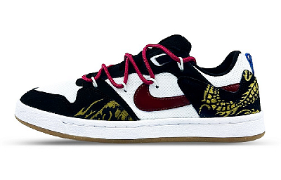 Nike SB Alleyoop Anti-Slip Wear-Resistant Low-Top Skateboard Shoes Men's Black Gold Red