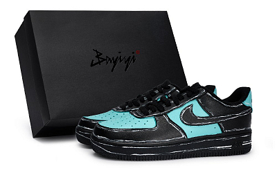 Nike Air Force 1 07 Special Shoe Box Anti-Slip Wear-Resistant Low-Top Skateboard Shoes Unisex Black Blue White