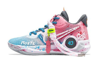 Nike KD Trey 5 IX Anti-Slip Wear-Resistant Mid-Top Basketball Shoes Unisex Pink Blue