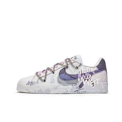Nike Court Royale Anti-Slip Wear-Resistant Low-Top Skateboard Shoes Unisex White Purple