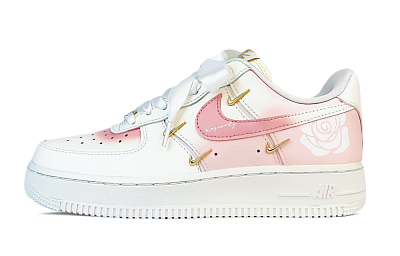 Nike Air Force 1 Anti Slip Wear Resistant Low Top Skateboard Shoes Women's Pink White Gold