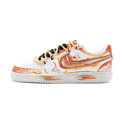 Nike Court Vision Slip Resistant Low Top Skateboard Shoes Men's White Gray Orange