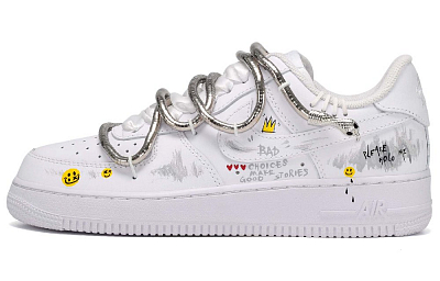 Nike Air Force 1 Wear-Resistant Low-Top Skateboard Shoes Unisex White Silver