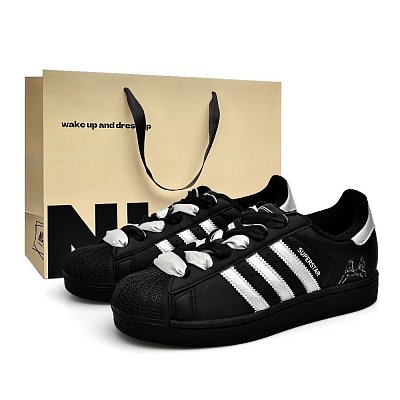 Adidas Originals Superstar 2 Skateboard Shoes Unisex Low Top Black/Silver
