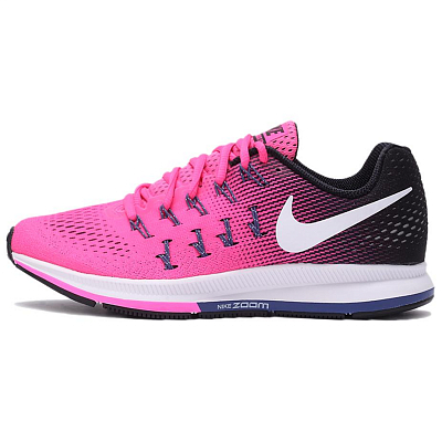 Nike Air Zoom Pegasus 33 Anti Slip Wear Resistant Low Top Running Shoes Women's Pink Black