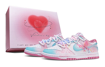 Nike Dunk Butterfly Dream Whisper Abrasion Resistant Low Top Skateboard Shoes Unisex Pink Purple