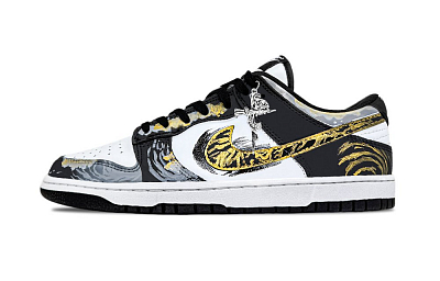 Nike Dunk Eclipsed Moon, Starfall Abrasion Resistant Low Top Skateboard Shoes Men's Black Gold