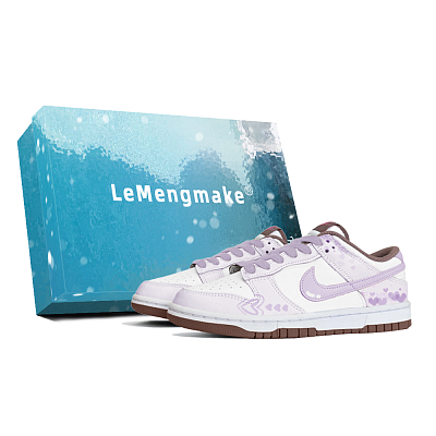 Nike Dunk Slip-Resistant Low-Top Skateboard Shoes Women's Purple White