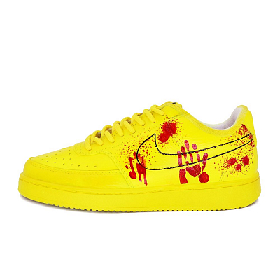 Nike Court Vision Anti-Slip Wear-Resistant Low-Top Skateboard Shoes Men's Yellow Red