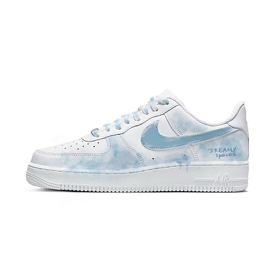 Nike Air Force 1 Abrasion Resistant Low Top Skateboard Shoes Women's Blue Pink