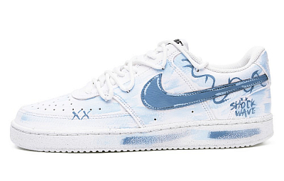 Nike Court Vision 1 Anti Slip Wear Resistant Low Top Skateboard Shoes Men's White Blue